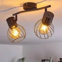 hofstein Plafonnier Kenia Gris, Noir, 2 lumières* Spots Et Projecteurs