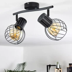 hofstein Plafonnier Kenia Gris, Noir, 2 lumières* Spots Et Projecteurs