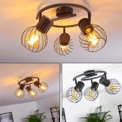 hofstein Plafonnier Kenia Gris, Noir, 3 lumières