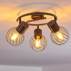 hofstein Plafonnier Kenia Gris, Noir, 3 lumières