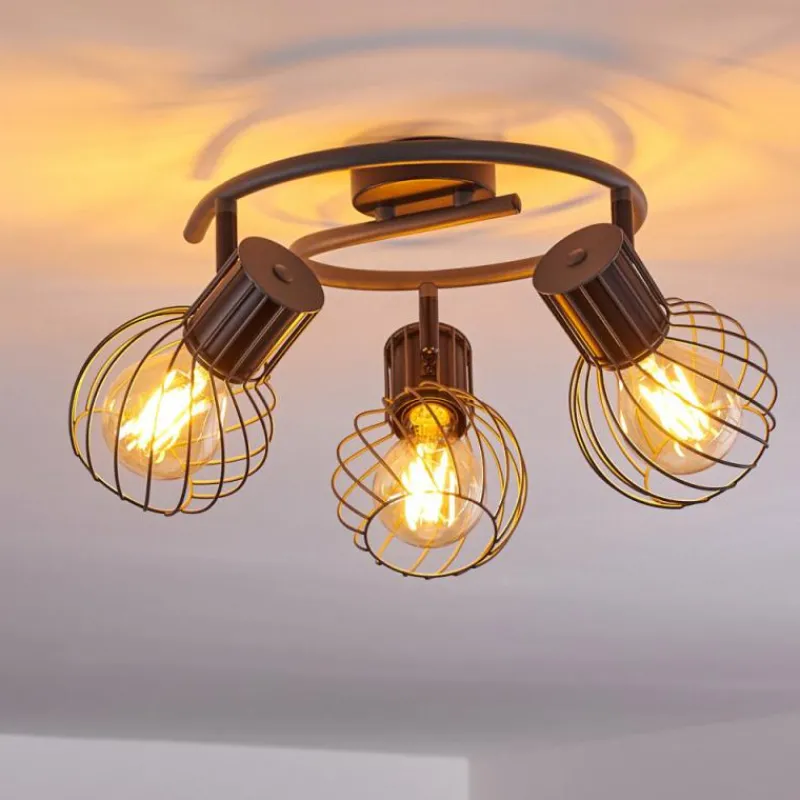 hofstein Plafonnier Kenia Gris, Noir, 3 lumières