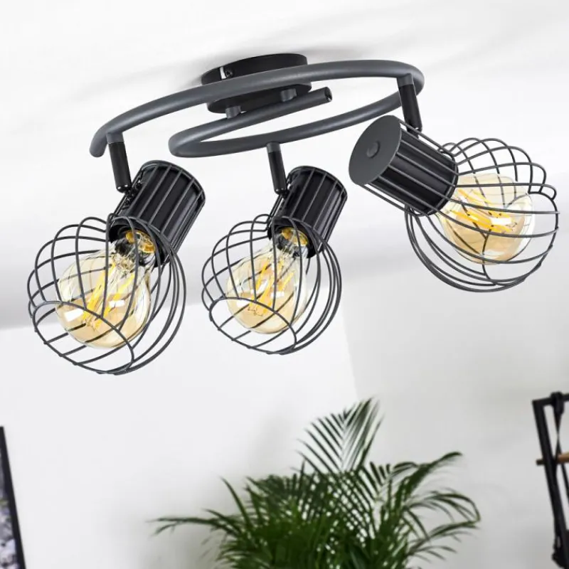 hofstein Plafonnier Kenia Gris, Noir, 3 lumières