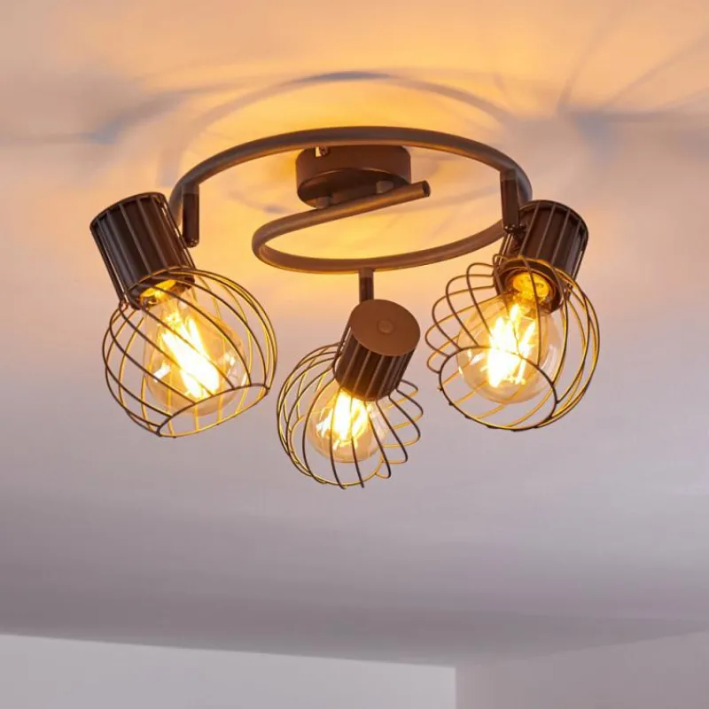 hofstein Plafonnier Kenia Gris, Noir, 3 lumières