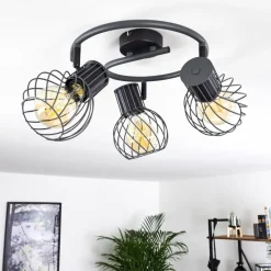 hofstein Plafonnier Kenia Gris, Noir, 3 lumières