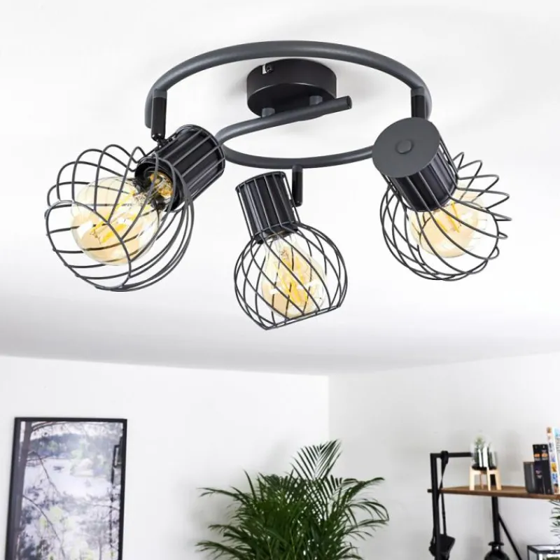 hofstein Plafonnier Kenia Gris, Noir, 3 lumières