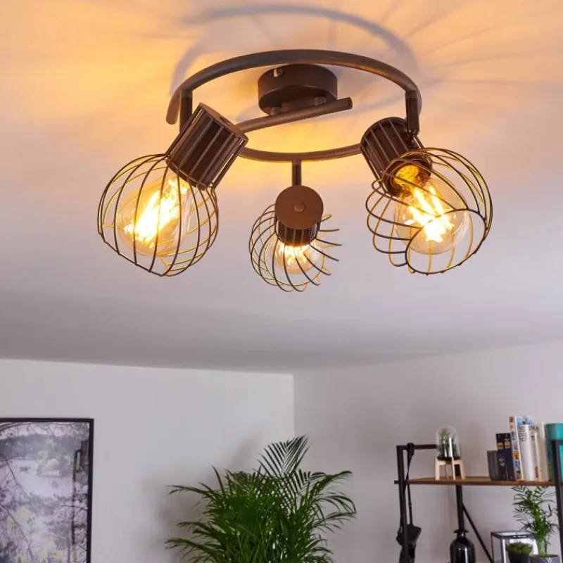 hofstein Plafonnier Kenia Gris, Noir, 3 lumières