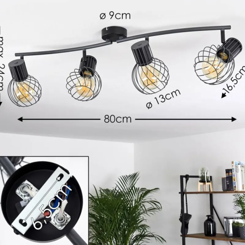 Lampes Industrielles-hofstein Plafonnier Kenia Gris, Noir, 4 lumières