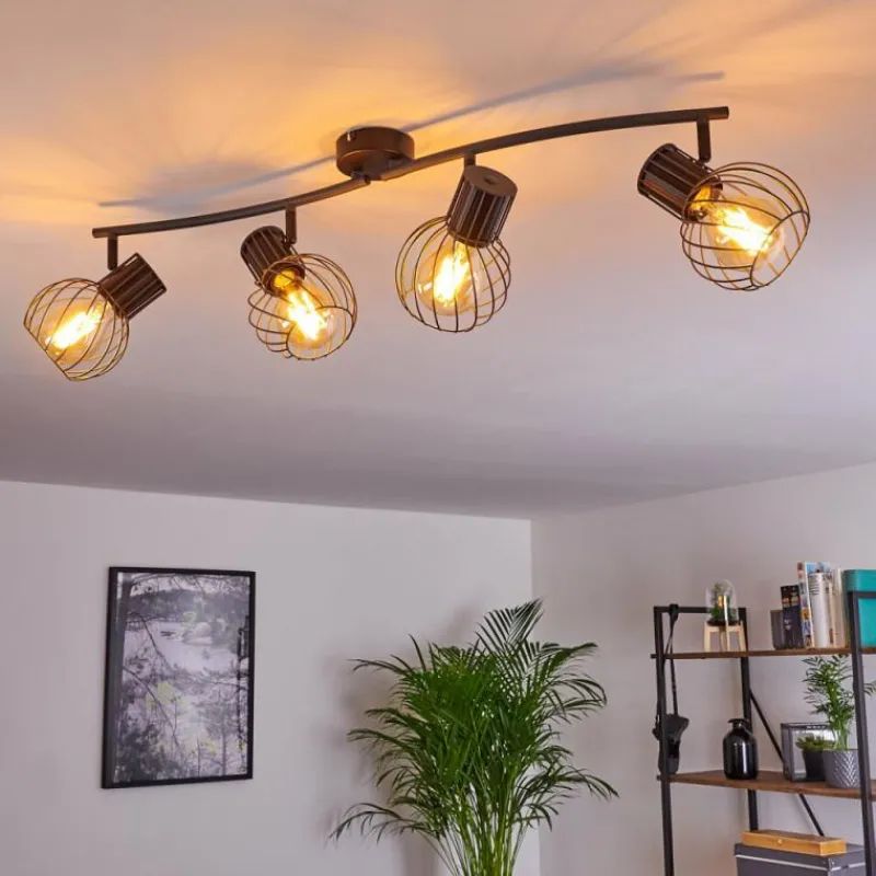 Lampes Industrielles-hofstein Plafonnier Kenia Gris, Noir, 4 lumières