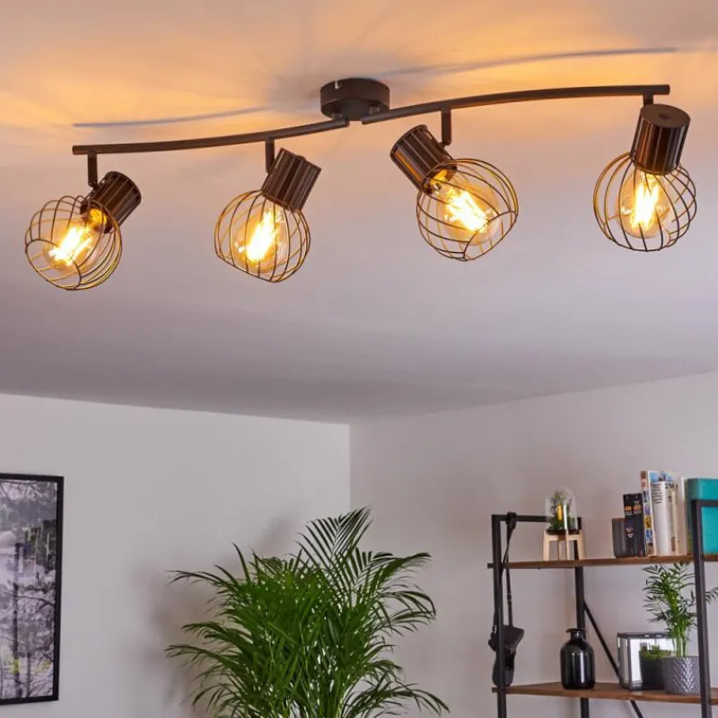 Lampes Industrielles-hofstein Plafonnier Kenia Gris, Noir, 4 lumières