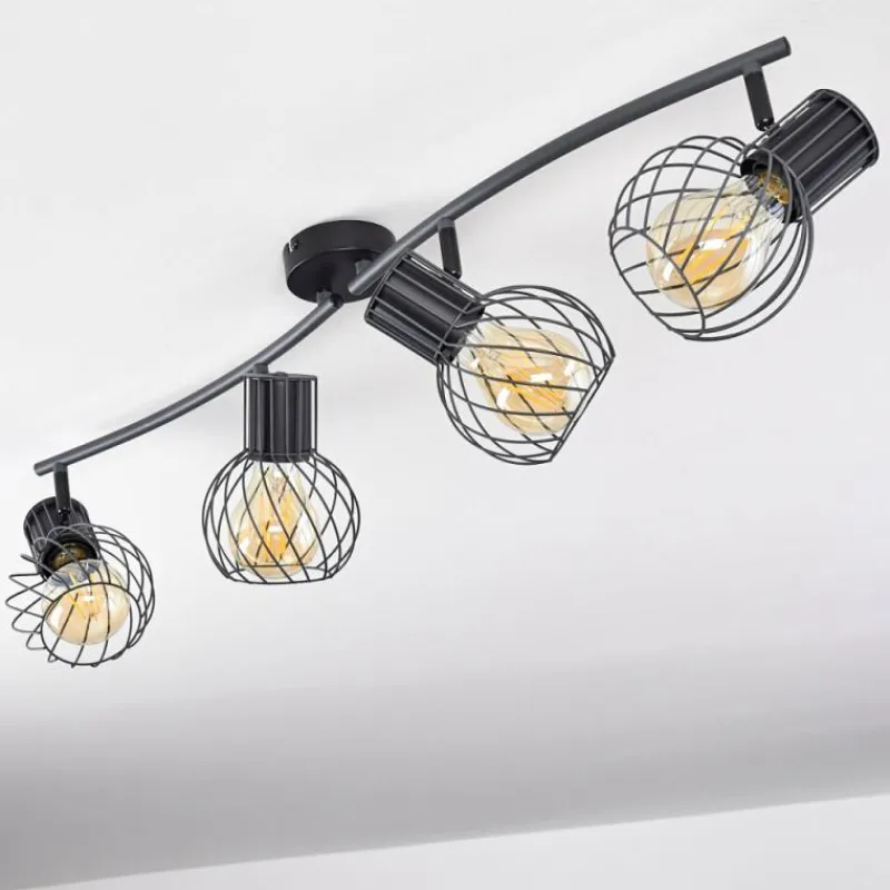 Lampes Industrielles-hofstein Plafonnier Kenia Gris, Noir, 4 lumières