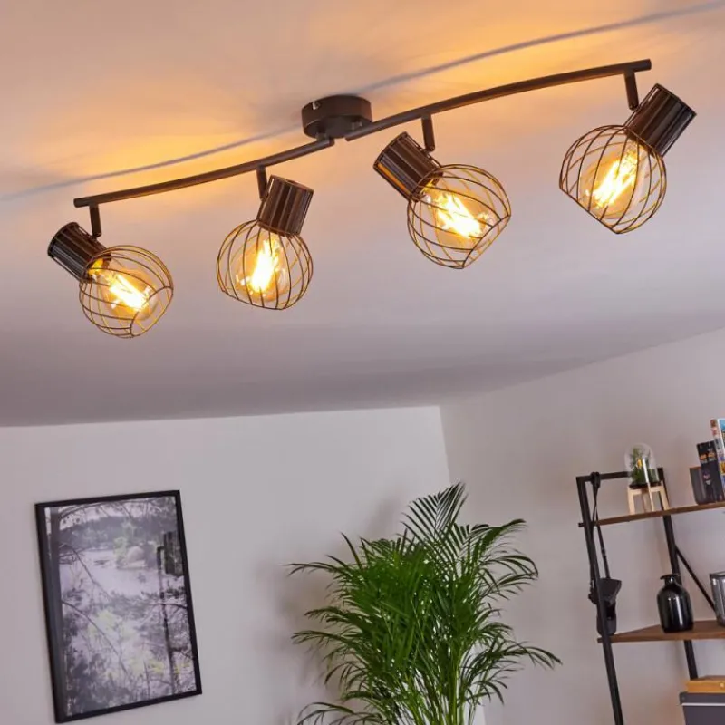 Lampes Industrielles-hofstein Plafonnier Kenia Gris, Noir, 4 lumières