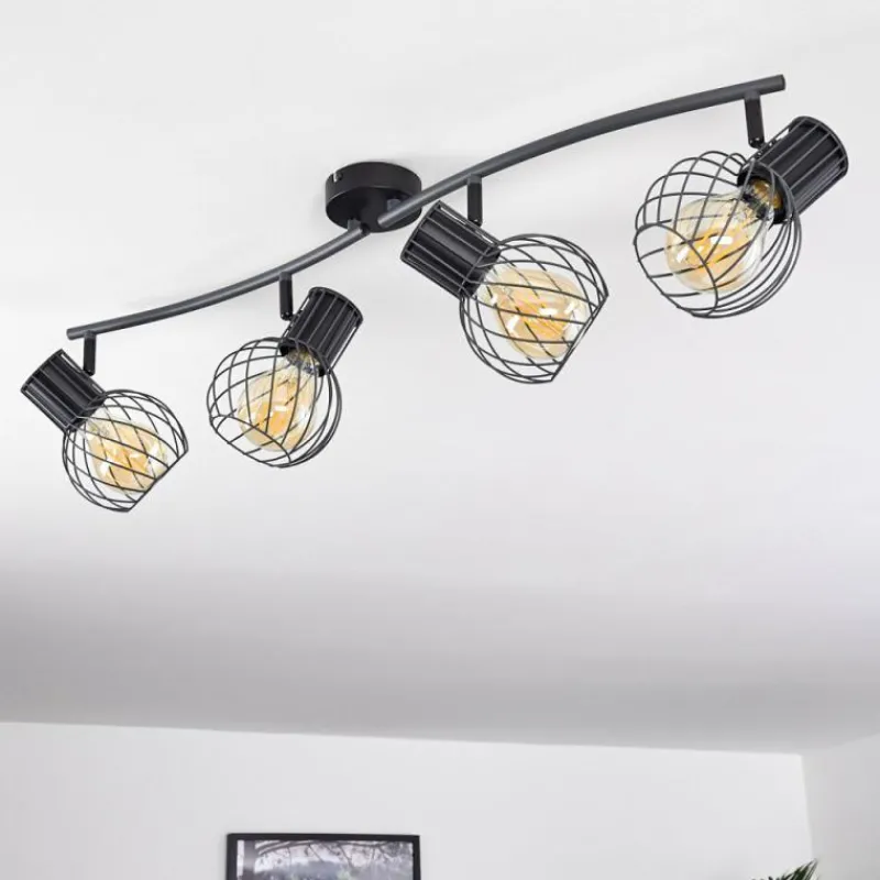 Lampes Industrielles-hofstein Plafonnier Kenia Gris, Noir, 4 lumières