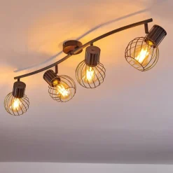 Lampes Industrielles-hofstein Plafonnier Kenia Gris, Noir, 4 lumières