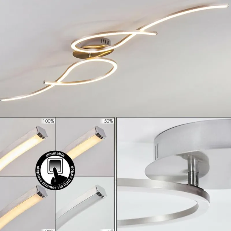 hofstein Plafonnier Kereita LED Nickel mat, 1 lumière