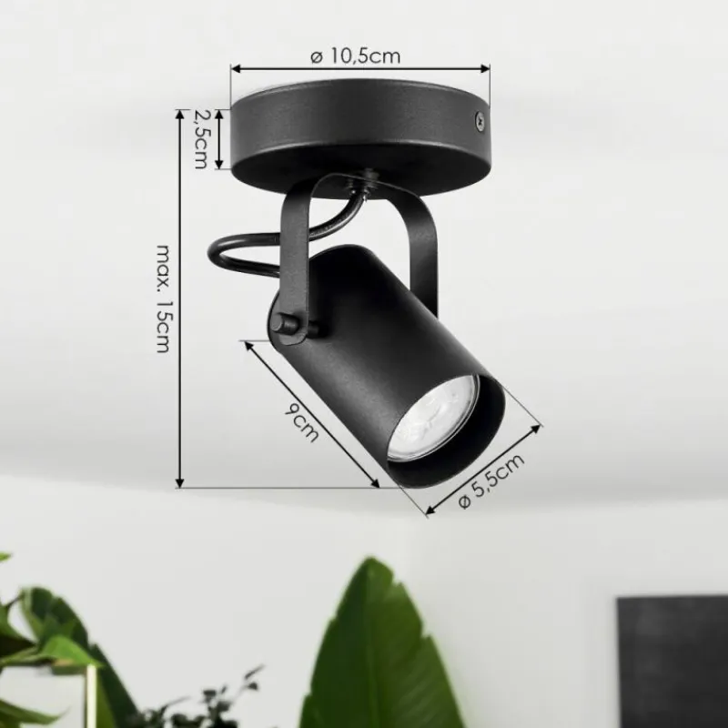 hofstein Plafonnier Kergus Noir, 1 lumière