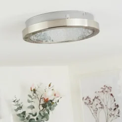 hofstein Plafonnier Kerns LED Nickel mat, 1 lumière