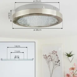 hofstein Plafonnier Kerns LED Nickel mat, 1 lumière