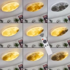 hofstein Plafonnier Keru LED Blanc, 1 lumière, Télécommandes