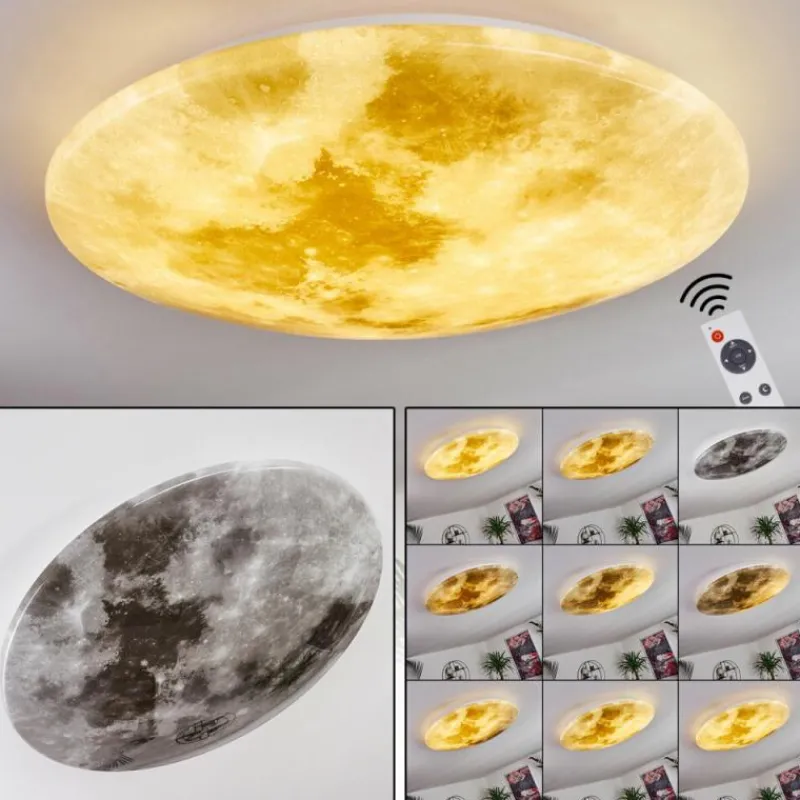 hofstein Plafonnier Keru LED Blanc, 1 lumière, Télécommandes