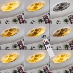 hofstein Plafonnier Keru LED Blanc, 1 lumière, Télécommandes