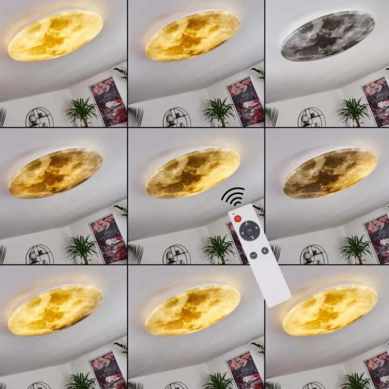 hofstein Plafonnier Keru LED Blanc, 1 lumière, Télécommandes