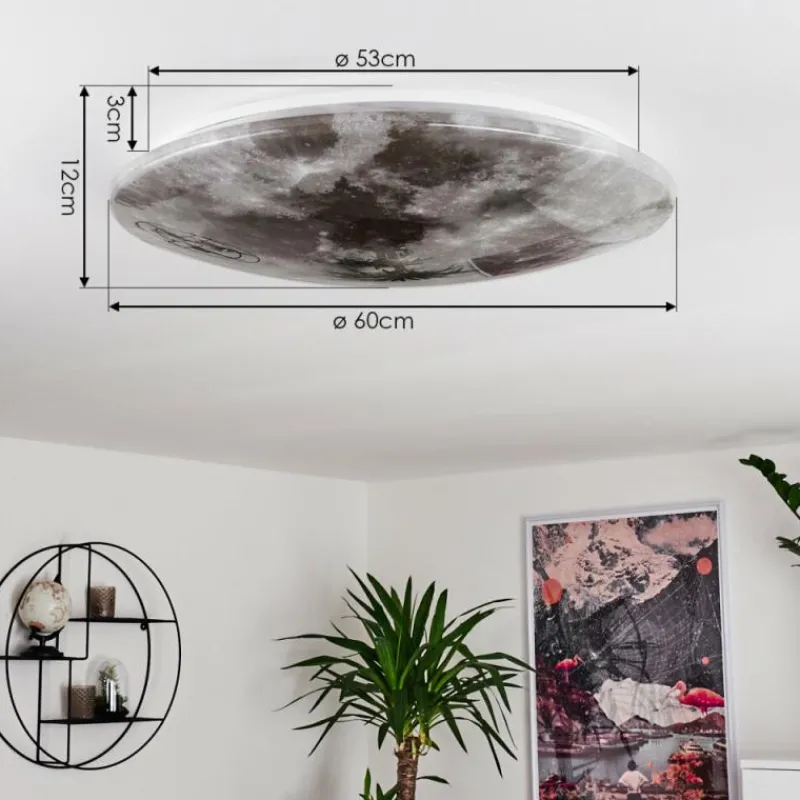 hofstein Plafonnier Keru LED Blanc, 1 lumière, Télécommandes