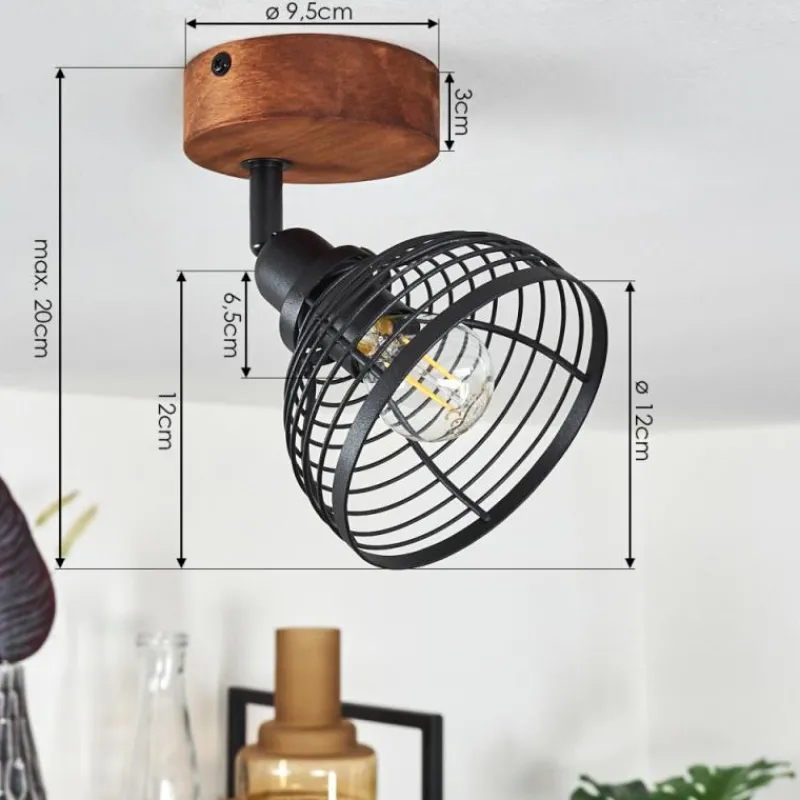 Lampes Industrielles-hofstein Plafonnier Kesao Bois foncé, Noir, 1 lumière