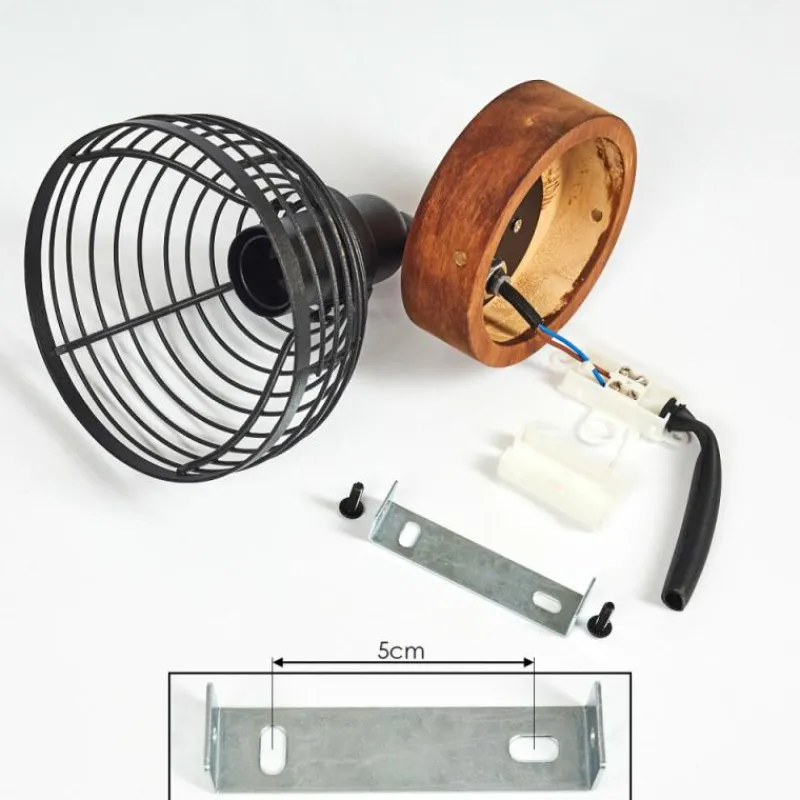 Lampes Industrielles-hofstein Plafonnier Kesao Bois foncé, Noir, 1 lumière