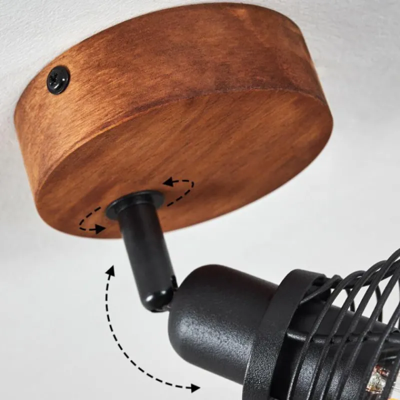 Lampes Industrielles-hofstein Plafonnier Kesao Bois foncé, Noir, 1 lumière