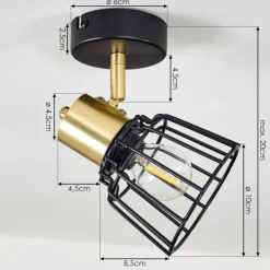 Lampes Vintages & Rétros-hofstein Plafonnier Kesao Laiton, Noir, 1 lumière