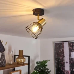 Lampes Vintages & Rétros-hofstein Plafonnier Kesao Laiton, Noir, 1 lumière