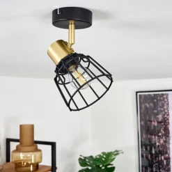 Lampes Vintages & Rétros-hofstein Plafonnier Kesao Laiton, Noir, 1 lumière