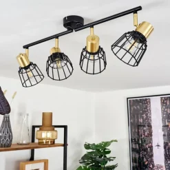 Lampes Vintages & Rétros-hofstein Plafonnier Kesao Laiton, Noir, 4 lumières