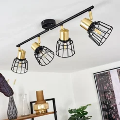 Lampes Vintages & Rétros-hofstein Plafonnier Kesao Laiton, Noir, 4 lumières