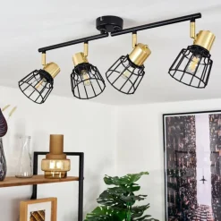 Lampes Vintages & Rétros-hofstein Plafonnier Kesao Laiton, Noir, 4 lumières