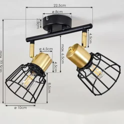 Lampes Vintages & Rétros-hofstein Plafonnier Kesao Laiton, Noir, 2 lumières