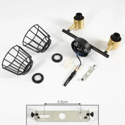 Lampes Vintages & Rétros-hofstein Plafonnier Kesao Laiton, Noir, 2 lumières