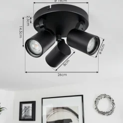 hofstein Plafonnier Khnar Noir, 3 lumières