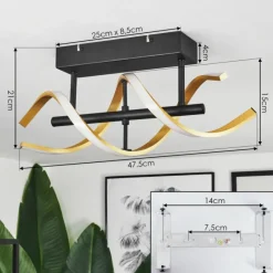 hofstein Plafonnier Khovet LED Noir, 1 lumière* Éclairage Led