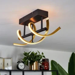 hofstein Plafonnier Khovet LED Noir, 1 lumière* Éclairage Led