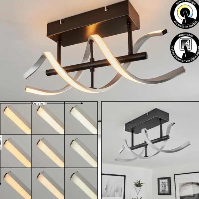 hofstein Plafonnier Khovet LED Noir, 1 lumière* Éclairage Led