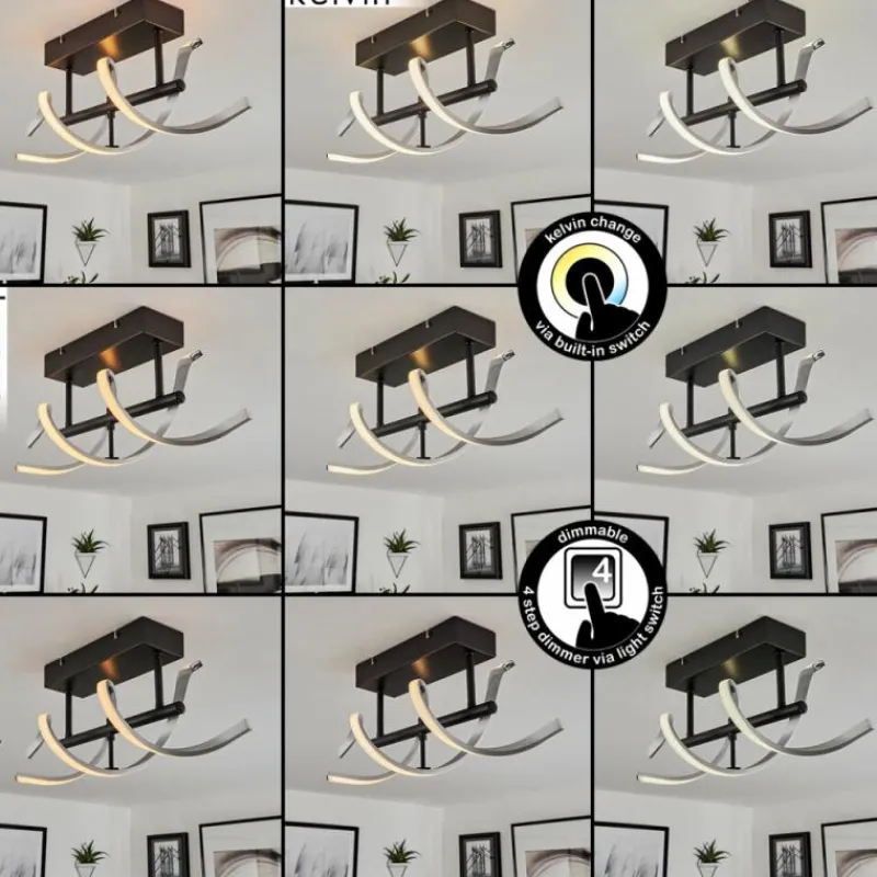 hofstein Plafonnier Khovet LED Noir, 1 lumière* Éclairage Led