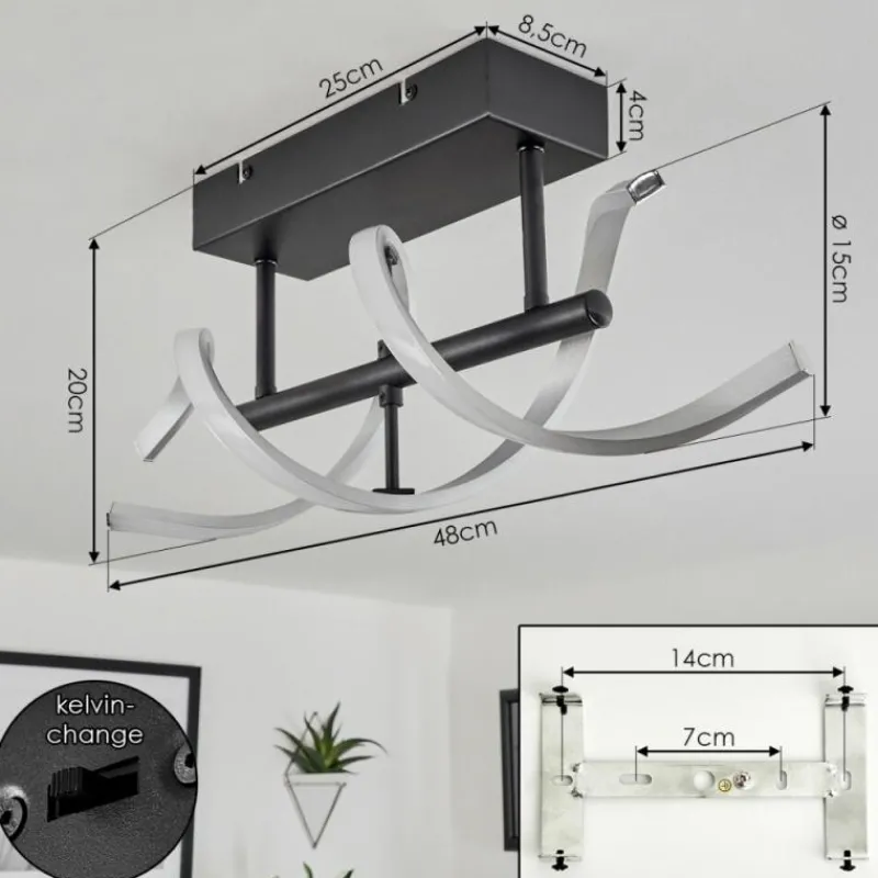 hofstein Plafonnier Khovet LED Noir, 1 lumière* Éclairage Led