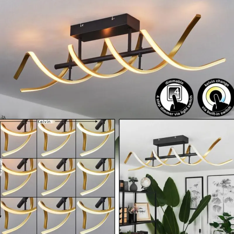 hofstein Plafonnier Khovet LED Noir, 1 lumière