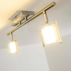 hofstein Plafonnier Kiruna LED Chrome, Nickel mat, 2 lumières* Spots Et Projecteurs