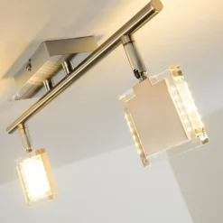 hofstein Plafonnier Kiruna LED Chrome, Nickel mat, 2 lumières* Spots Et Projecteurs