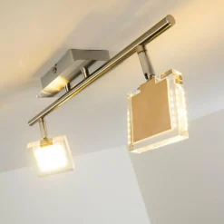 hofstein Plafonnier Kiruna LED Chrome, Nickel mat, 2 lumières* Spots Et Projecteurs