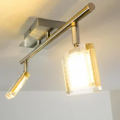hofstein Plafonnier Kiruna LED Chrome, Nickel mat, 2 lumières* Spots Et Projecteurs