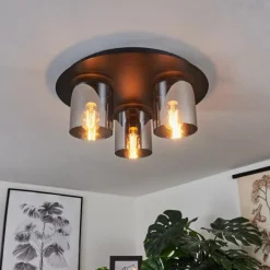 Suspension Verre Fumé-hofstein Plafonnier Klemtoo Noir, 3 lumières