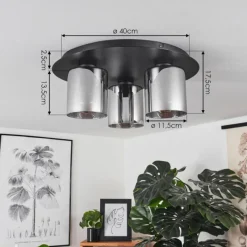 Suspension Verre Fumé-hofstein Plafonnier Klemtoo Noir, 3 lumières